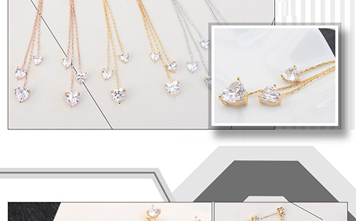 Fashion Rose Gold Heart Shape Decorated Long Earrings,Crystal Earrings