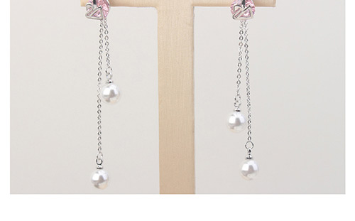Fashion Pink Tassel Decorated Long Earrings,Crystal Earrings