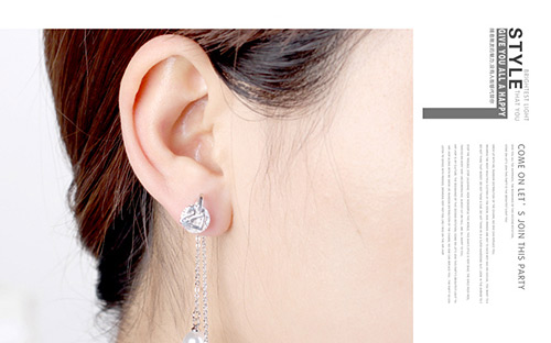 Fashion White Tassel Decorated Long Earrings,Crystal Earrings