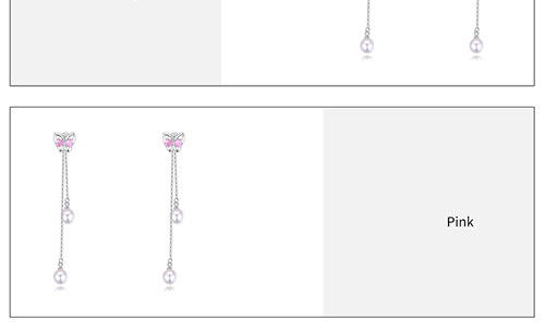 Fashion Pink Butterfly Shape Decorated Tassel Earrings,Crystal Earrings