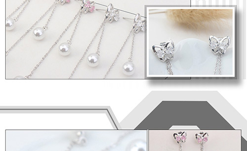 Fashion White Butterfly Shape Decorated Tassel Earrings,Crystal Earrings