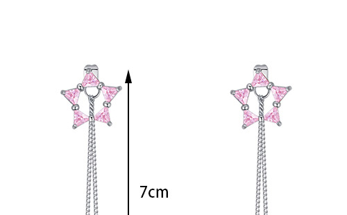 Fashion Pink Star Shape Decorated Tassel Earrings,Crystal Earrings