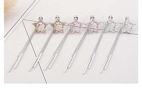 Fashion Pink Star Shape Decorated Tassel Earrings,Crystal Earrings