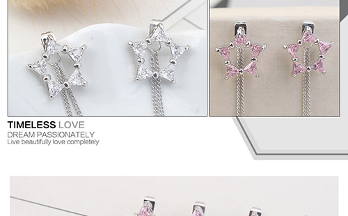 Fashion Champagne Star Shape Decorated Tassel Earrings,Crystal Earrings