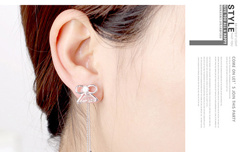 Fashion White Butterfly Decorated Long Earrings,Crystal Earrings
