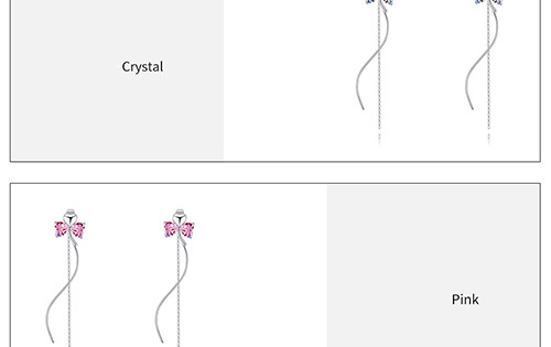 Fashion Pink Clover Shape Decorated Long Earrings,Crystal Earrings