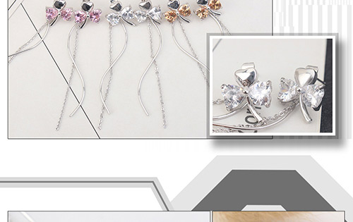 Fashion White Clover Shape Decorated Long Earrings,Crystal Earrings