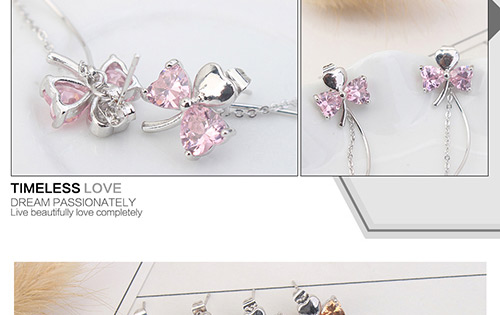 Fashion Pink Clover Shape Decorated Long Earrings,Crystal Earrings