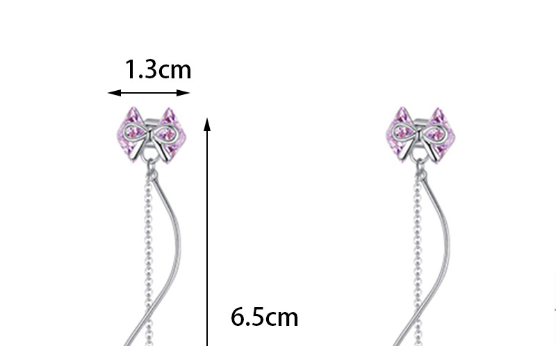 Fashion Pink Bowknot Shape Decorated Long Earrings,Crystal Earrings