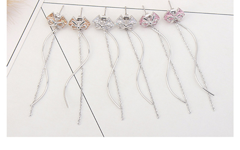 Fashion Pink Bowknot Shape Decorated Long Earrings,Crystal Earrings