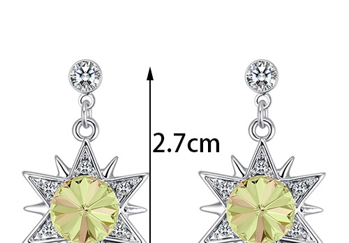Fashion Olive Star Shape Decorated Long Earrings,Crystal Earrings