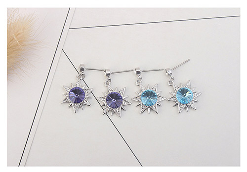 Fashion Blue Star Shape Decorated Long Earrings,Crystal Earrings