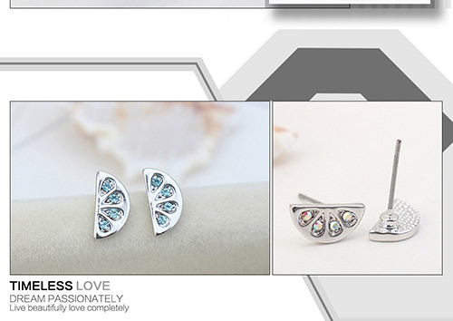 Fashion Blue Semicircle Shape Design Simple Earrings,Crystal Earrings
