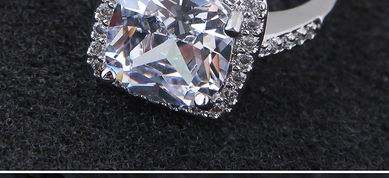 Fashion Silver Color Square Shape Diamond Decorated Ring,Rings