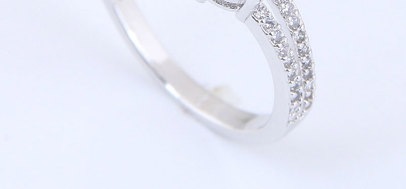 Fashion Silver Color Round Shape Diamond Decorated Ring,Rings