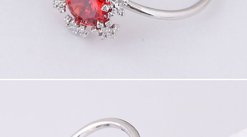 Fashion Red Snowflake Decorated Opening Ring,Rings