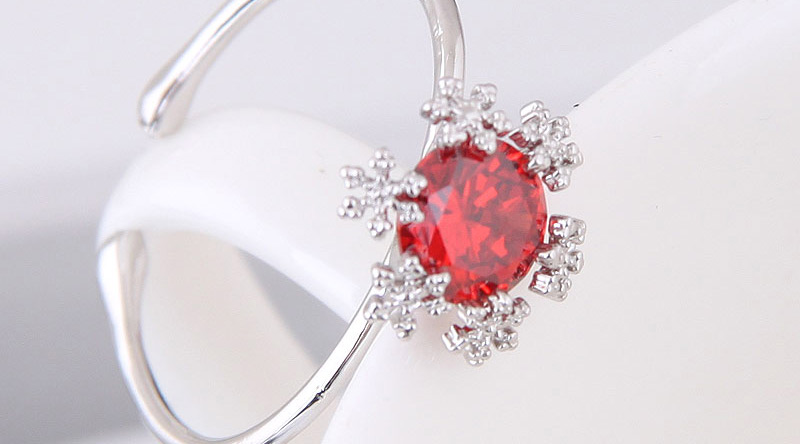 Fashion Red Snowflake Decorated Opening Ring,Rings