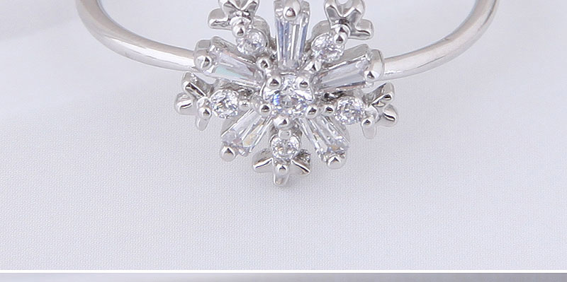 Fashion Silver Color Snowflake Decorated Opening Ring,Rings
