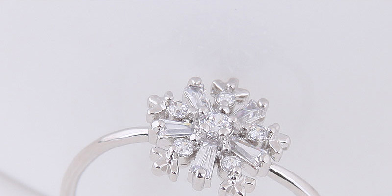Fashion Silver Color Snowflake Decorated Opening Ring,Rings