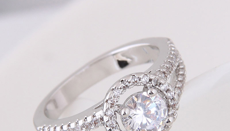 Fashion Silver Color Full Diamond Decorated Hollow Out Ring,Rings