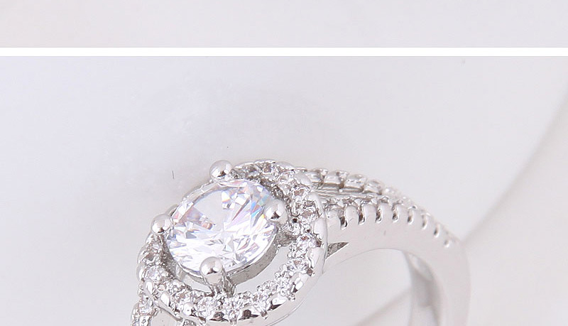 Fashion Silver Color Full Diamond Decorated Hollow Out Ring,Rings