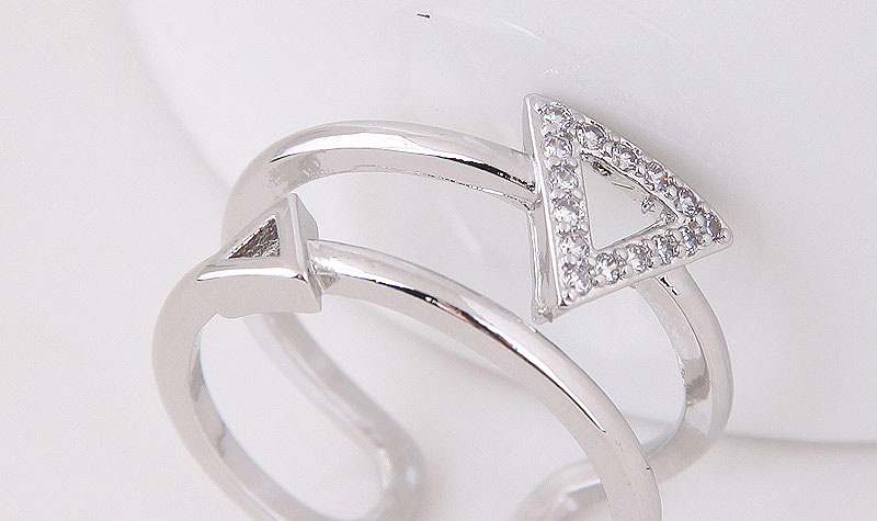 Fashion Silver Color Triangle Shape Decorated Opening Ring,Rings