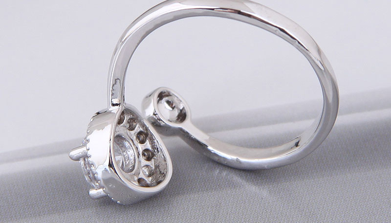 Fashion Silver Color Round Shape Diamond Decorated Opening Ring,Rings