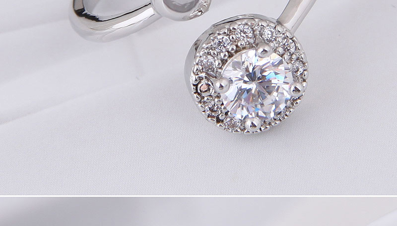 Fashion Silver Color Round Shape Diamond Decorated Opening Ring,Rings