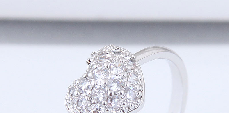 Fashion Silver Color Heart Shape Diamond Decorated Ring,Rings