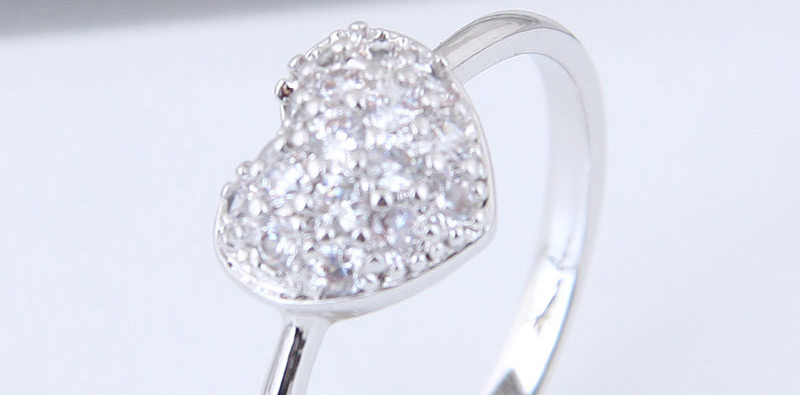 Fashion Silver Color Heart Shape Diamond Decorated Ring,Rings