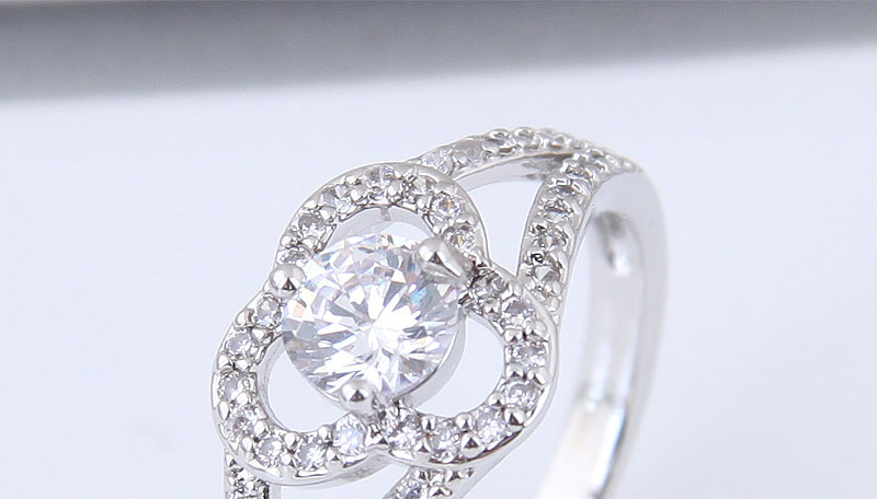 Fashion Silver Color Flower Decorated Hollow Out Ring,Rings