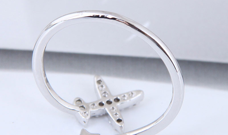 Fashion Silver Color Aircraft Shape Decorated Opening Ring,Rings