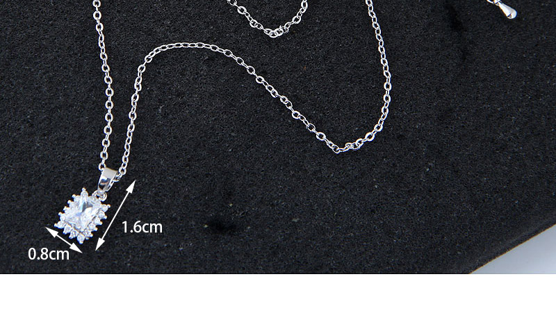 Fashion Silver Color Square Shape Pendant Decorated Necklace,Necklaces
