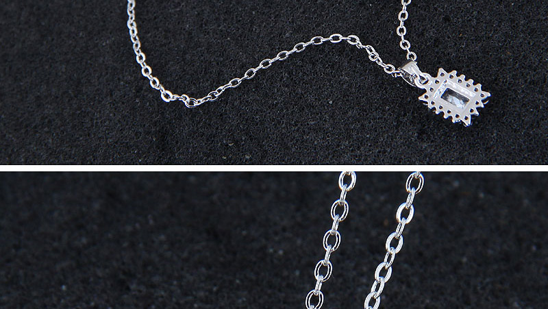 Fashion Silver Color Square Shape Pendant Decorated Necklace,Necklaces