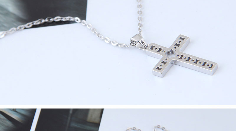 Fashion Silver Color Cross Shape Pendant Decorated Necklace,Necklaces