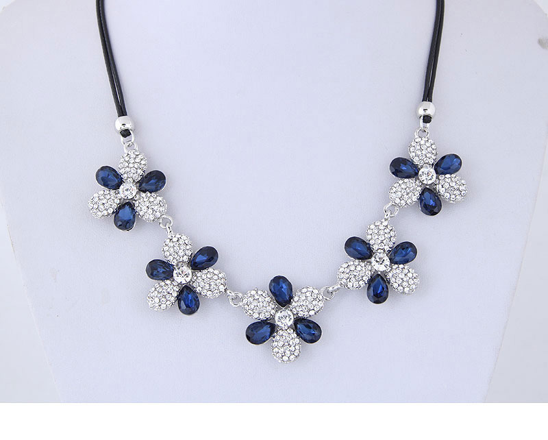 Fashion Blue Flower Shape Design Necklace,Bib Necklaces