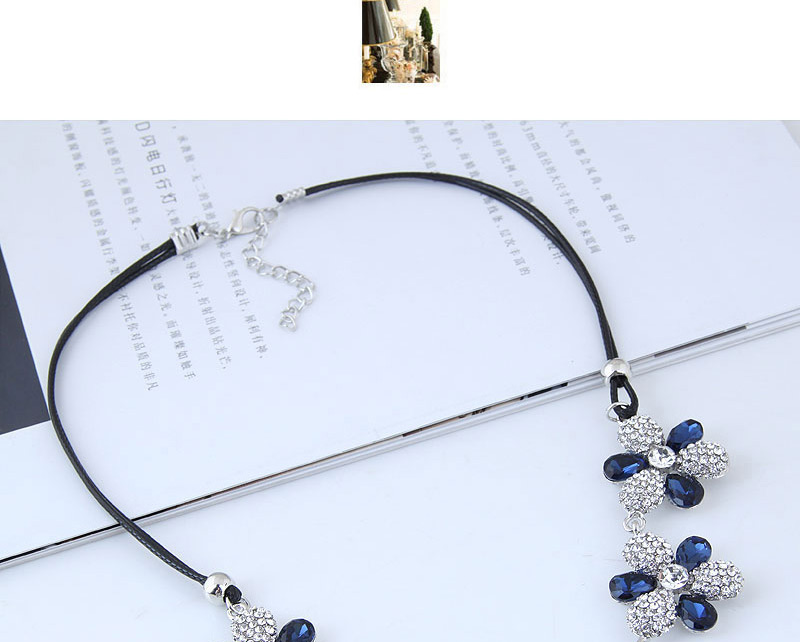 Fashion Blue Flower Shape Design Necklace,Bib Necklaces