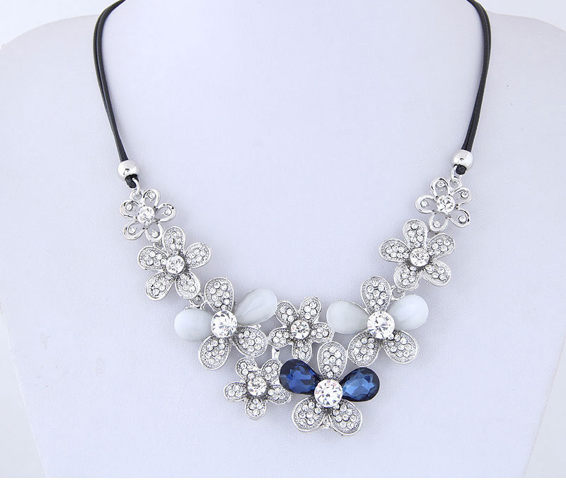 Fashion Silver Color+claret Red Flower Shape Design Necklace,Bib Necklaces