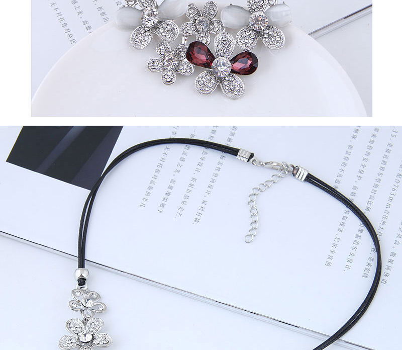 Fashion Silver Color+blue Flower Shape Design Necklace,Bib Necklaces