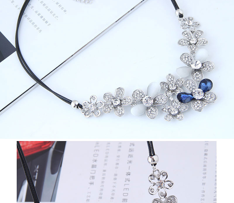 Fashion Silver Color+claret Red Flower Shape Design Necklace,Bib Necklaces
