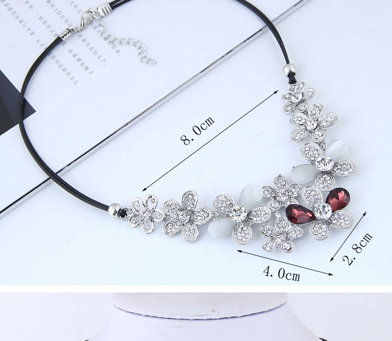Fashion Silver Color+blue Flower Shape Design Necklace,Bib Necklaces