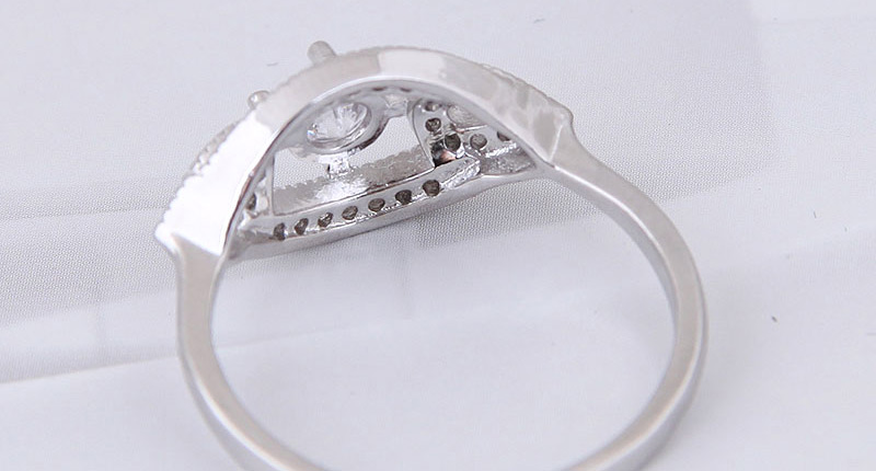 Fashion Silver Color Eye Shape Design Full Diamond Ring,Fashion Rings