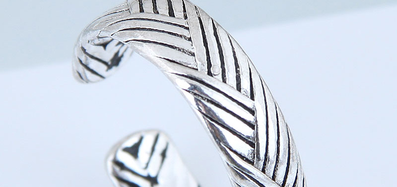 Fashion Silver Color Stripe Pattern Decorated Simple Opening Ring,Fashion Rings