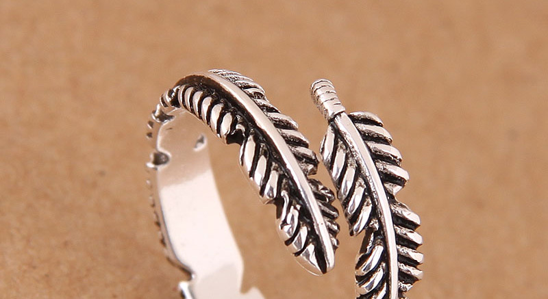 Fashion Silver Color Feather Shape Design Opening Ring,Fashion Rings