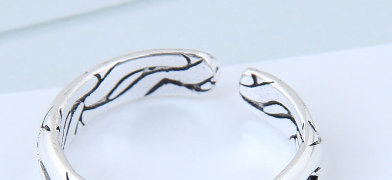 Fashion Silver Color Stripe Pattern Decorated Simple Opening Ring S,Fashion Rings