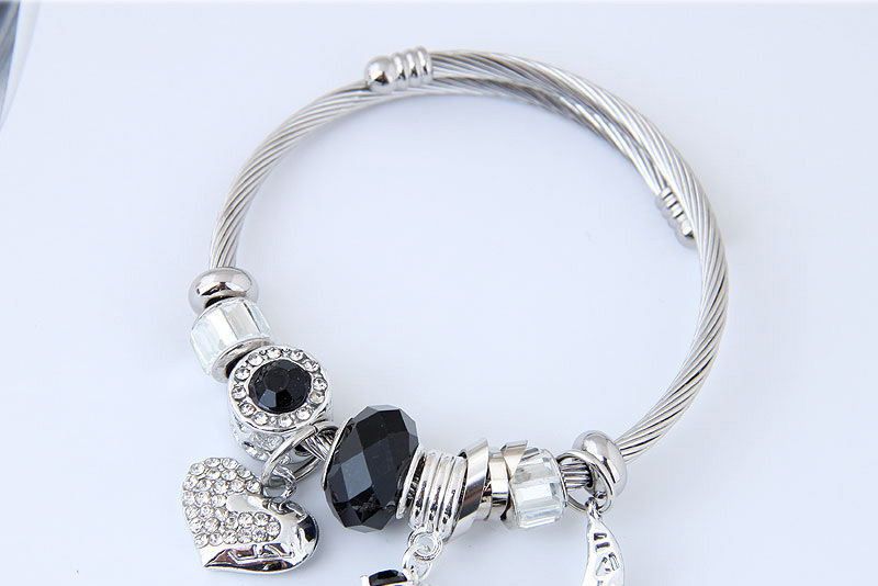 Fashion Black Heart Shape Decorated Bracelet,Fashion Bangles