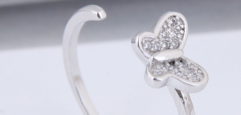 Fashion Silver Color Butterfly Shape Decorated Opening Ring,Fashion Rings