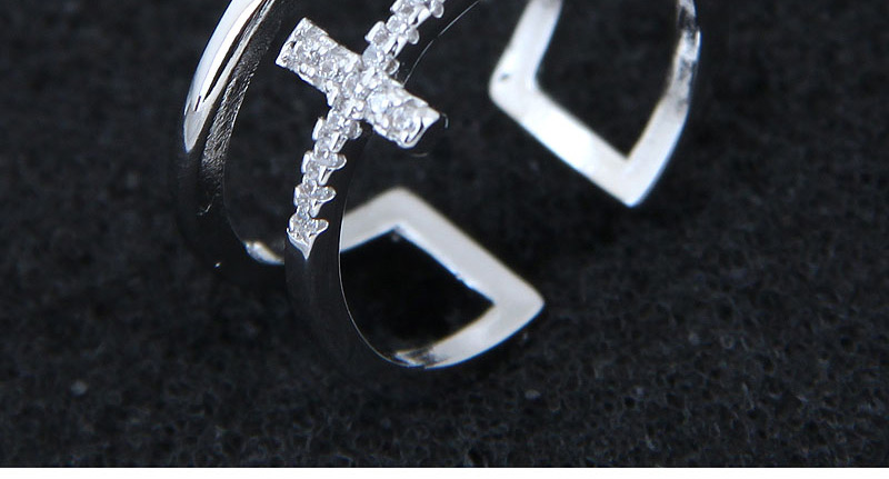 Fashion Silver Color Cross Shape Decorated Double Layer Opening Ring,Fashion Rings