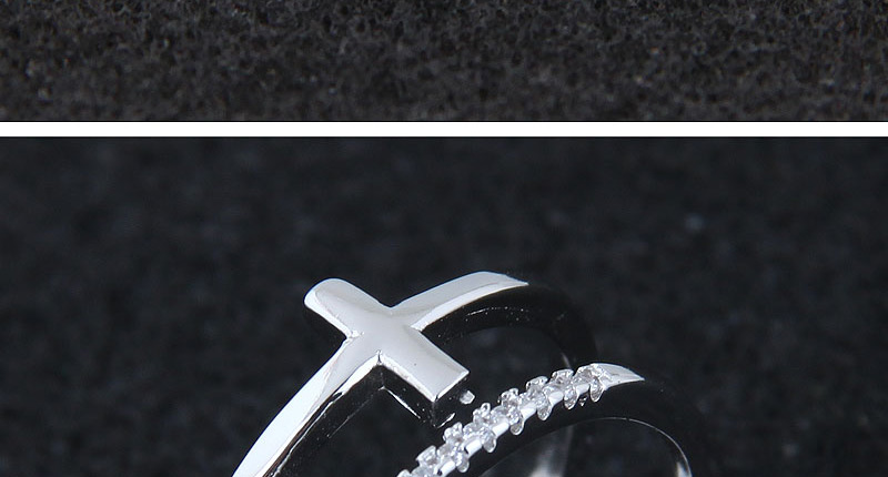 Fashion Silver Color Cross Shape Decorated Double Layer Opening Ring,Fashion Rings