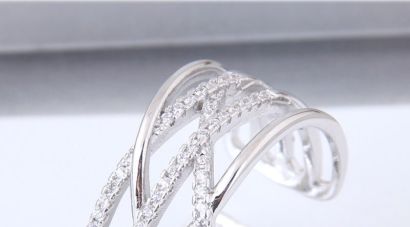 Fashion Silver Color Full Diamond Decorated Multi-layer Opening Ring,Fashion Rings
